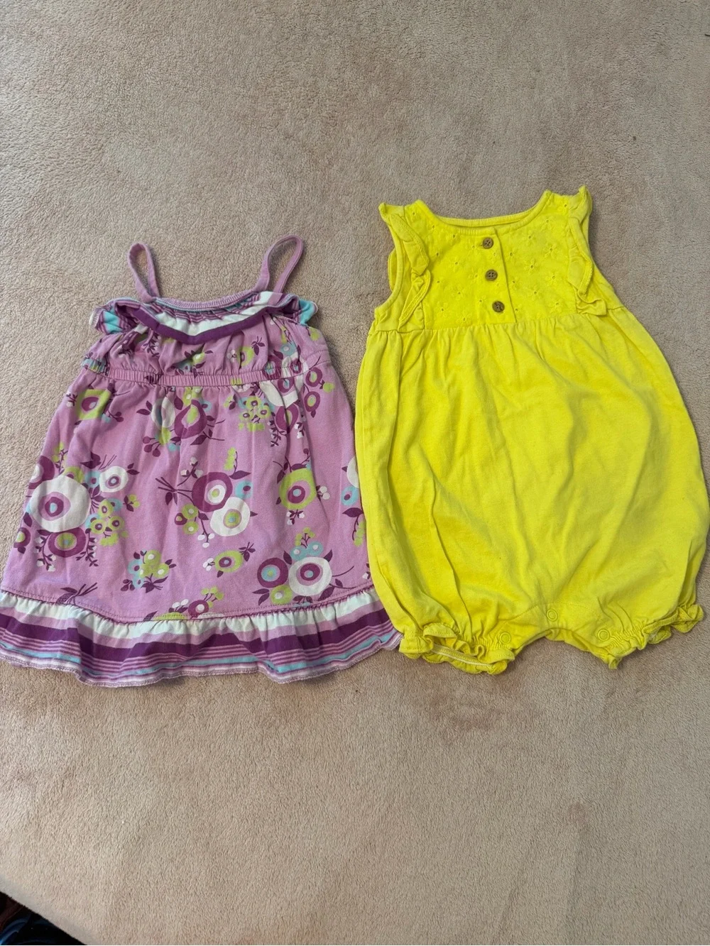 Old Navy/Carter’s Dress & Romper Set Toddler Purple Dress & Yellow Romper